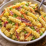 Delicious Crack Pasta Salad with colorful ingredients and dressing