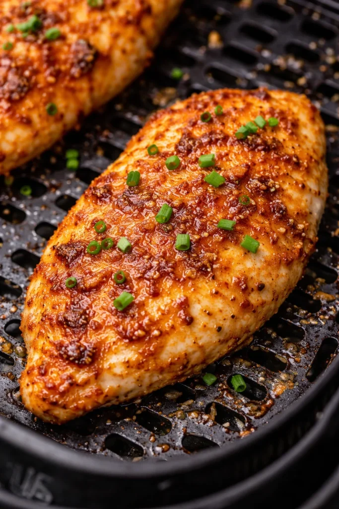 Air Fryer Garlic Parmesan Chicken served on a plate without breading