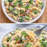 Delicious broccoli pasta salad with vibrant vegetables and dressing