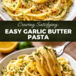 Delicious garlic butter pasta dish garnished with parsley and Parmesan