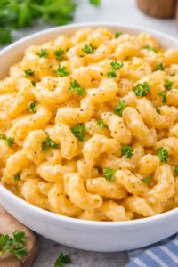 Creamy mac and cheese dish served in a bowl