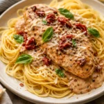 Crockpot Marry Me Chicken served with herbs and creamy sauce
