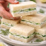 Fresh cucumber sandwiches on a platter ready for serving