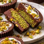 Delicious homemade Dubai chocolate cups ready to be served.