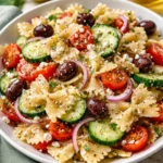 Delicious Mediterranean Pasta Salad with fresh ingredients and vibrant colors