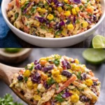 Fresh and colorful Mexican Coleslaw served in a bowl with lime and herbs.