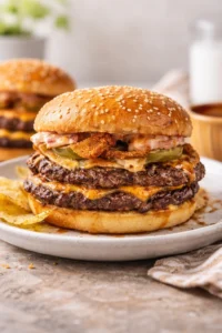 Delicious Southerner Smash Burger with toppings and sides
