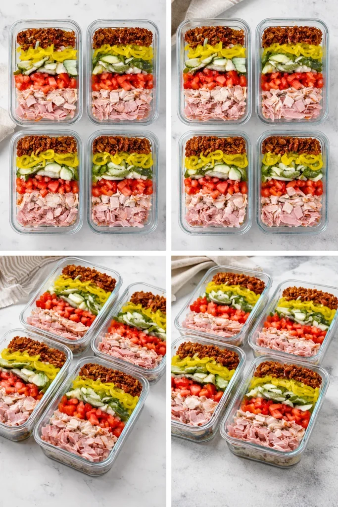 Delicious Sub Bowls inspired by Jersey Mike's Sub In A Tub recipe with fresh ingredients.