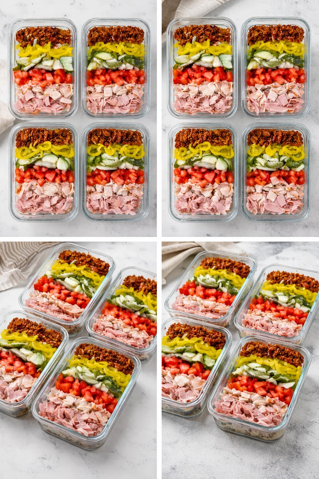 Delicious Sub Bowls inspired by Jersey Mike's Sub In A Tub recipe with fresh ingredients.